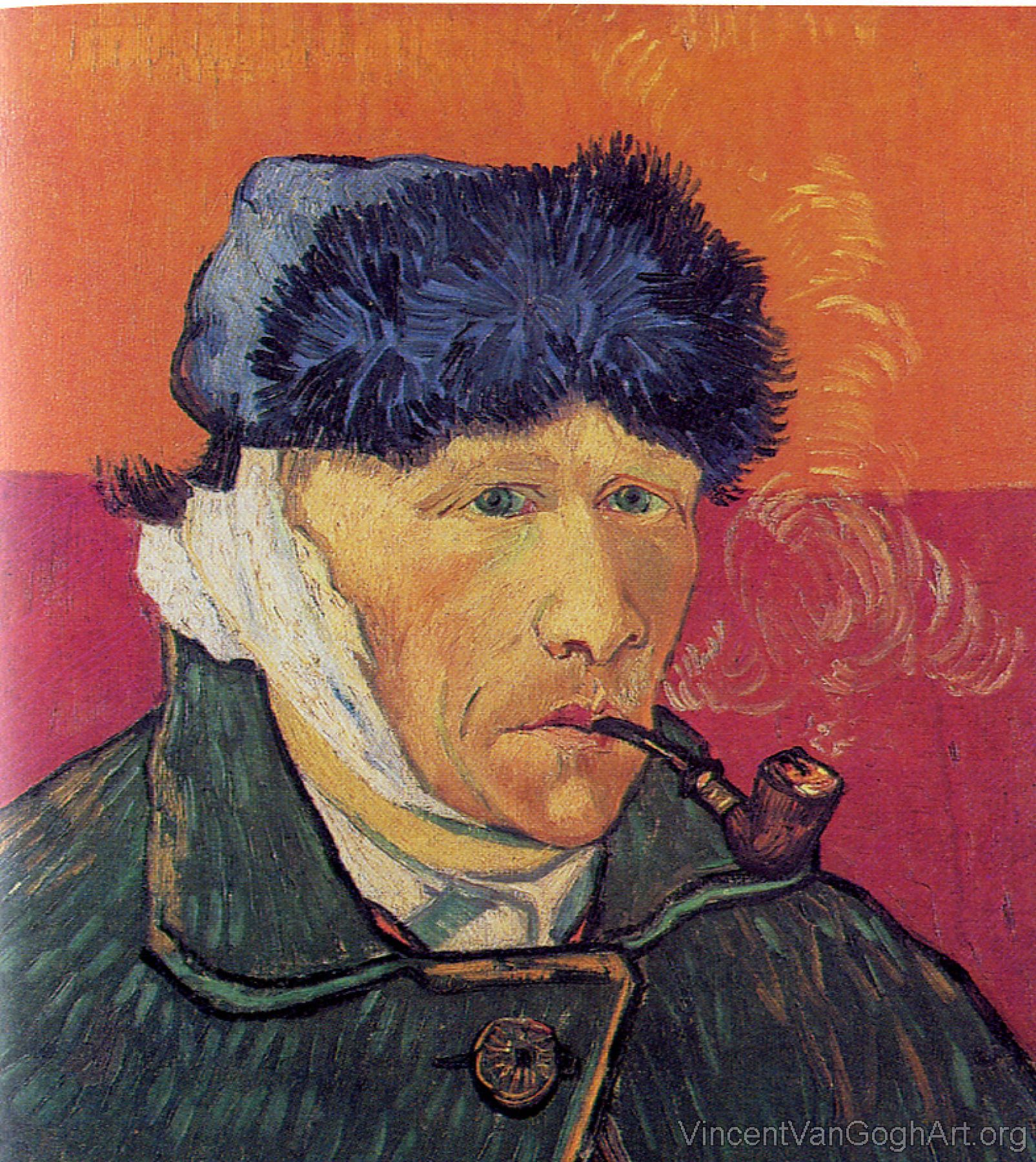 Self-portrait with bandaged ear and pipe